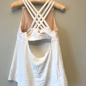 White workout top with built in bra padding